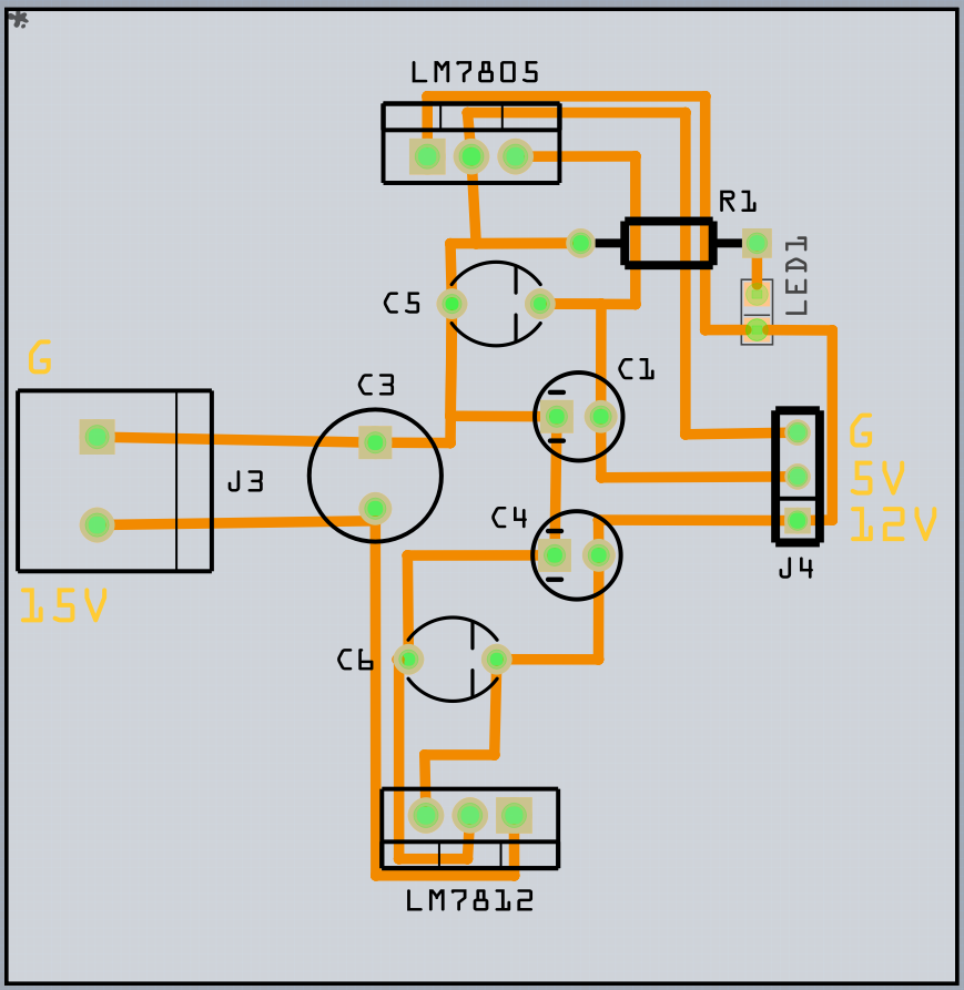 12 and 5 Volt DC Power Supply Circuit Board